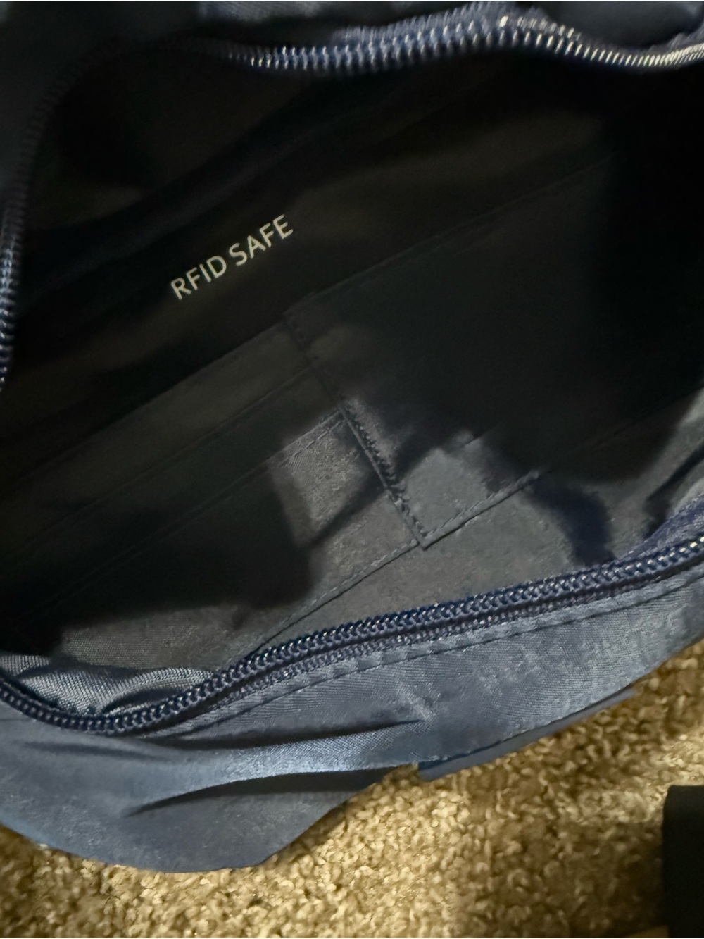 The Foldie Navy Travel Fanny Pack - Compact Hands-Free Waist Bag - Picture 3 of 5
